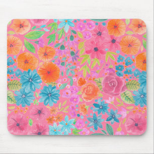 Tapis De Souris Motif d'aquarelle florale en rose