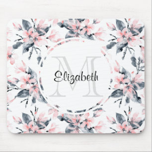 Tapis De Souris Motif d'aquarelle rose et gris