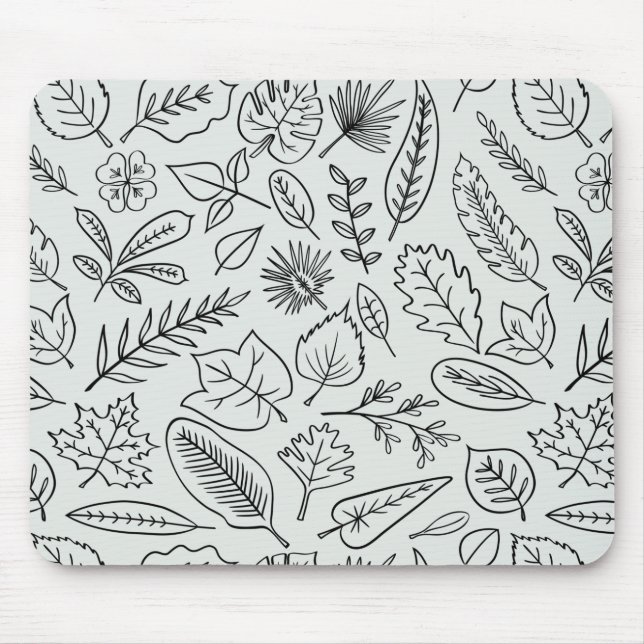 Tapis De Souris Motif d'art de ligne de feuilles d'automne - Minus (Devant)