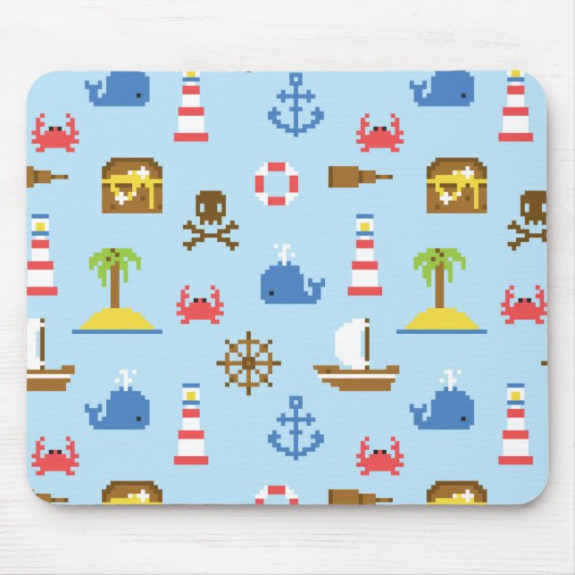 Tapis De Souris Motif d'art maritime Pixel (Devant)