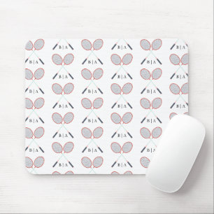 Tapis De Souris Motif de badminton à monogramme personnalisé
