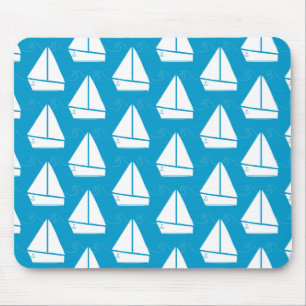 Tapis De Souris Motif de bateau à voile bleu clair