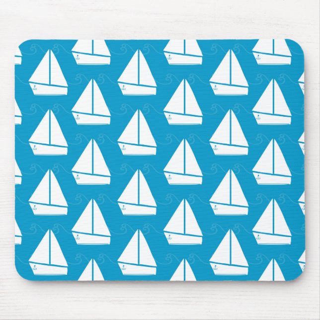Tapis De Souris Motif de bateau à voile bleu clair (Devant)
