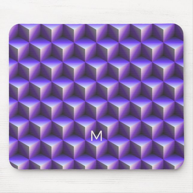 Tapis De Souris Motif de bloc de cube violet abstrait (Devant)