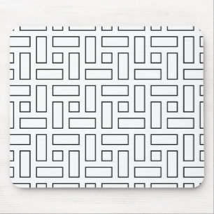 Tapis De Souris Motif de bloc linéaire noir et blanc - Blanc