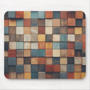 Tapis De Souris Motif de blocs en bois colorés rustiques