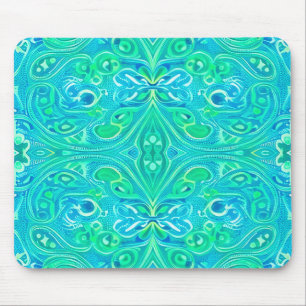 Tapis De Souris Motif de Bohème Arabesque Aquamarine