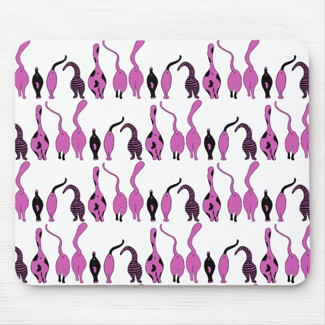 Tapis De Souris Motif de boutons de chats violets (Devant)