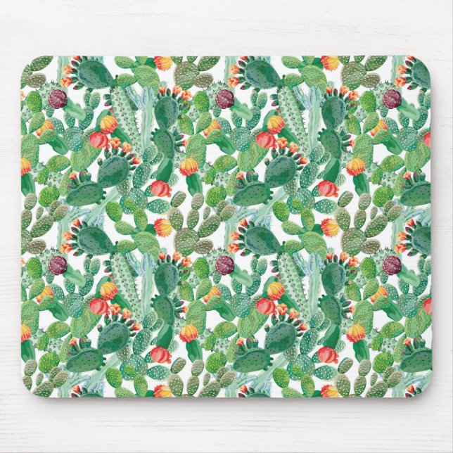 Tapis De Souris Motif de cactus d'aquarelle (Devant)