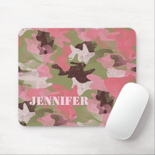 Tapis De Souris Motif de camouflage vert rose militaire personnali