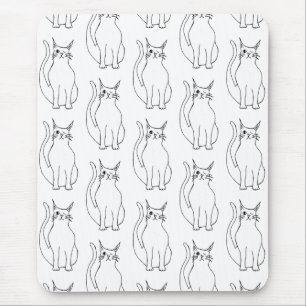 Tapis De Souris Motif de caricature blanc noir chat mignon