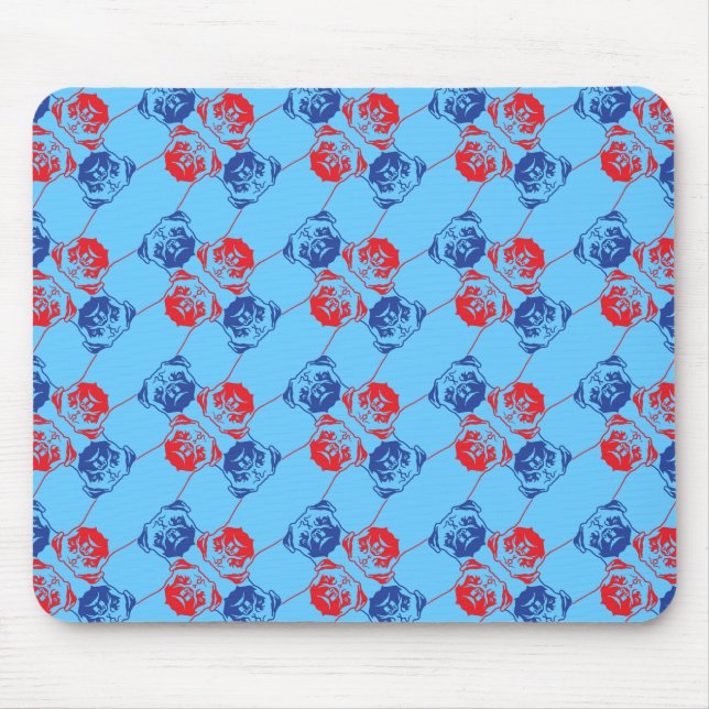 Tapis De Souris Motif de Carlin rouge bleu (Devant)