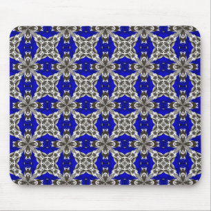 Tapis De Souris Motif de carrelage répétitif bleu saphir gris et b