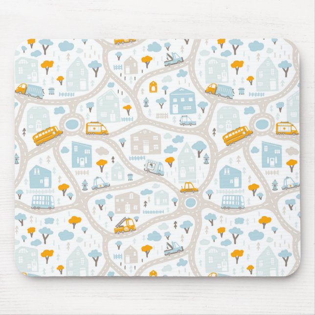 Tapis De Souris Motif de carte de quartier de Cute Pastel (Devant)