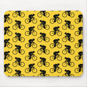 Tapis De Souris Motif de cavalier de bicyclette. Jaune et noir