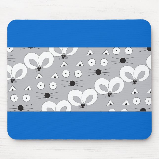 Tapis De Souris Motif de chat et souris gris (Devant)