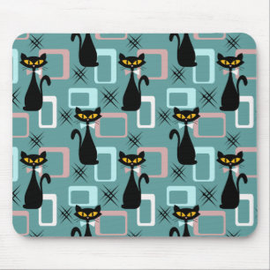 Tapis De Souris Motif de chat noir du milieu du siècle
