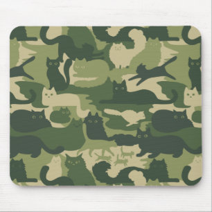 Tapis De Souris Motif de chats Camouflage Vert Cool Kitties Camo