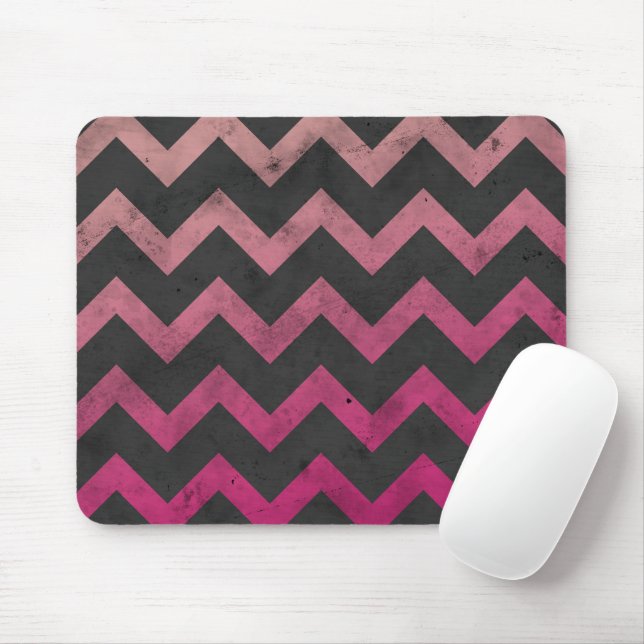Tapis De Souris Motif de chevron gris foncé rose magenta (Avec souris)