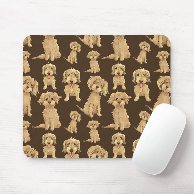 Tapis De Souris Motif de chien Brown labradoodle doré (Avec souris)