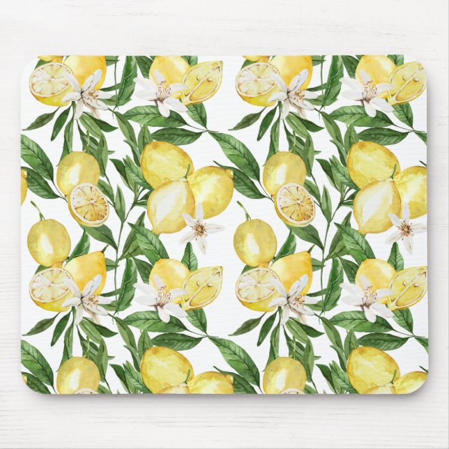 Tapis De Souris Motif de citrons et citrons d'été (Devant)