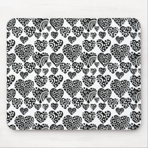Tapis De Souris Motif de coeur - Noir sur blanc