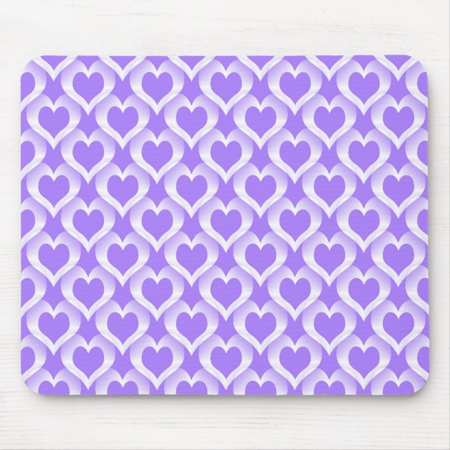 Tapis De Souris Motif de cœurs blancs violets (Devant)