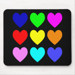 Tapis De Souris Motif de cœurs lumineux sur fond noir