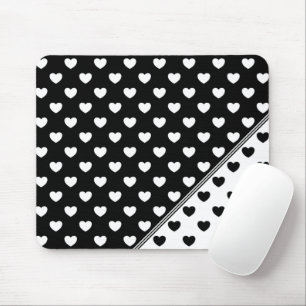 Tapis De Souris Motif de Coeurs Noir Et Blanc Élégant