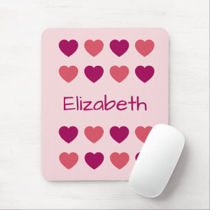 Tapis De Souris Motif de coeurs roses mignons Nom