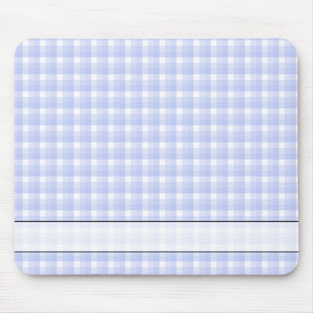 Tapis De Souris Motif de contrôle de guingan. Bleu-clair et blanc (Devant)