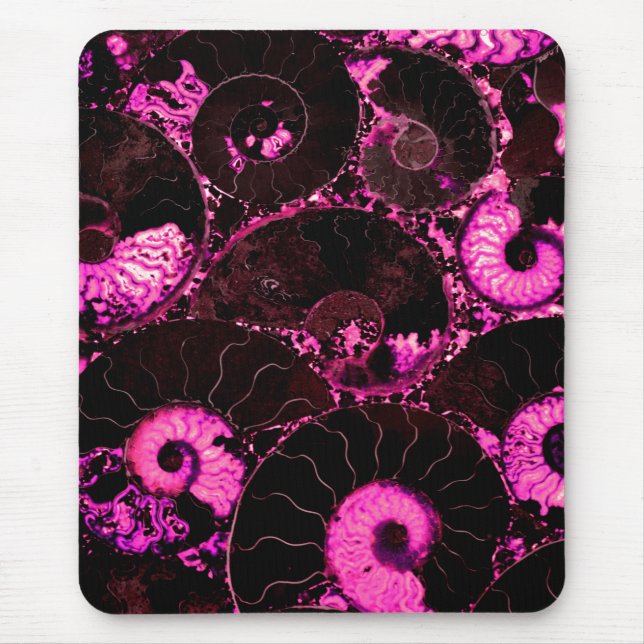 Tapis De Souris Motif de coquille fossile rose Nautilus (Devant)