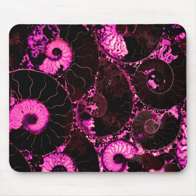 Tapis De Souris Motif de coquille fossile rose Nautilus (Devant)