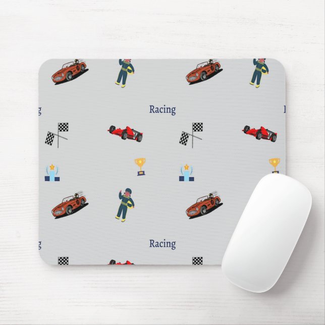 Tapis De Souris Motif de course en gris (Avec souris)