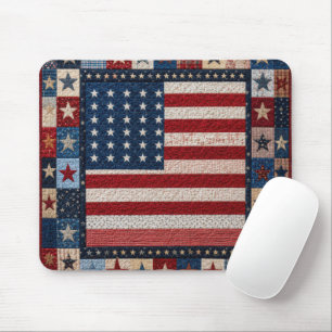 Tapis De Souris Motif de courtepointe de drapeau américain