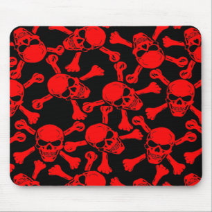 TAPIS DE SOURIS MOTIF DE CRÂNES GOTHIQUES ET D'OS CROISÉS