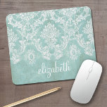 Tapis De Souris Motif de Damas Vintage bleu glace avec finition gr<br><div class="desc">Un motif vintage avec tableau de bord et dentelle. Regardez de près les fleurs et les feuilles.Un design tendance avec les couleurs de bijoux et l'élégance. Les éléments sont plus faciles à customiser lorsque vous remplacez tout le texte et les photos en premier. Si votre art doit encore être ajusté,...</div>
