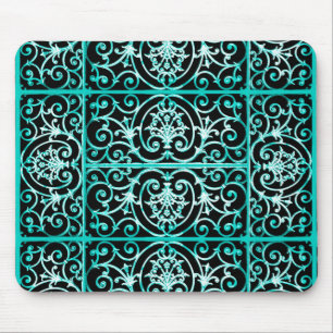 Tapis De Souris Motif de défilement du Verdigris et du noir