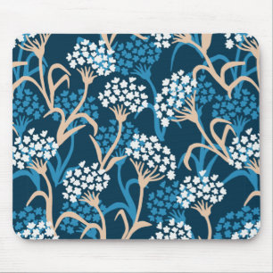 Tapis De Souris Motif de dessin de fleurs bleues