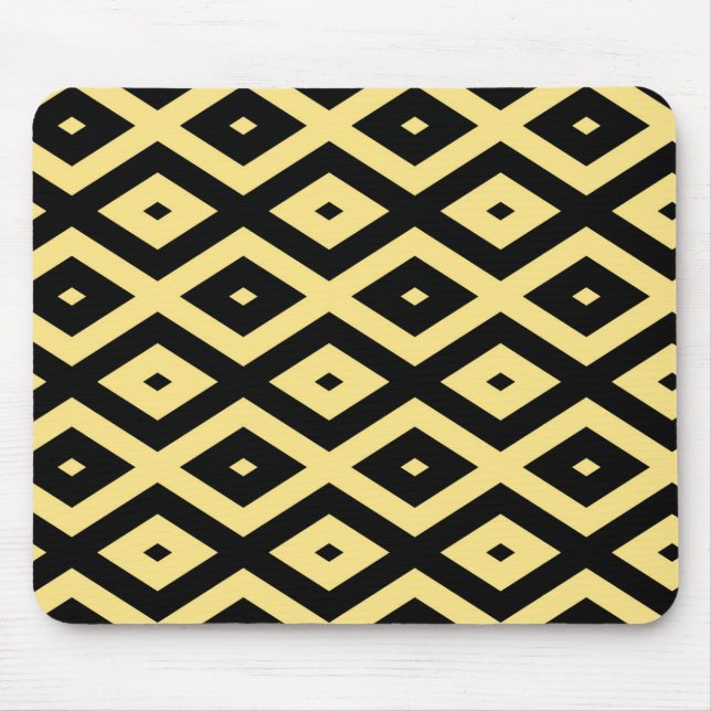 Tapis De Souris Motif de diamant jaune citron et noir (Devant)