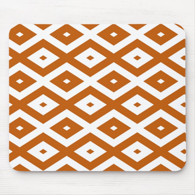 Tapis De Souris Motif de diamant orange et blanc brûlé (Devant)