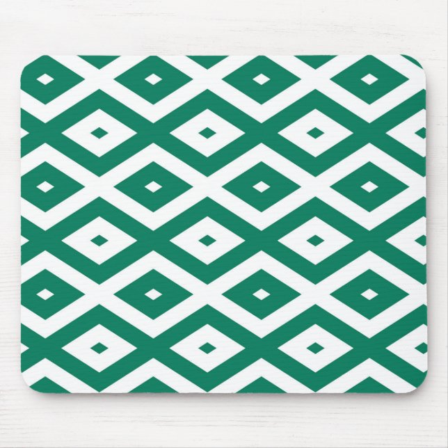 Tapis De Souris Motif de diamant vert et blanc (Devant)
