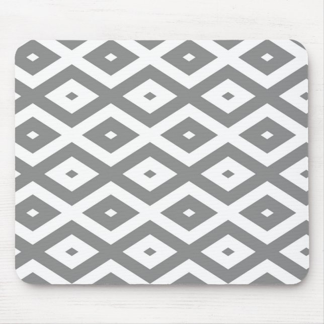 Tapis De Souris Motif de diamants gris et blanc (Devant)