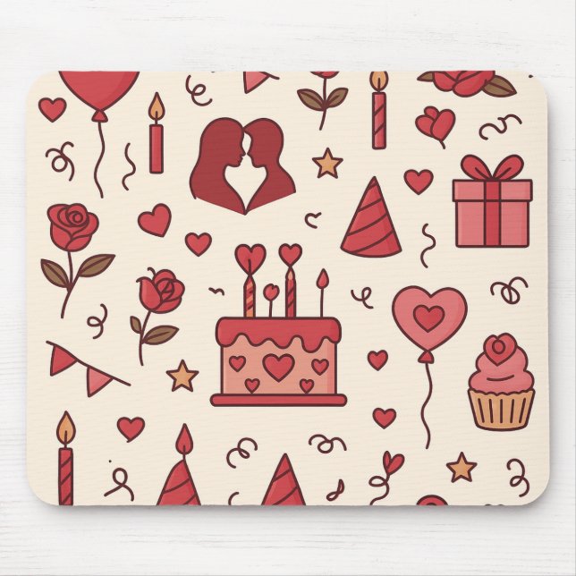 Tapis De Souris Motif de doodle pour célébration romantique (Devant)