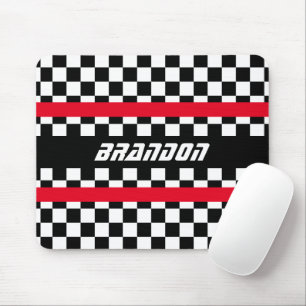 Tapis De Souris Motif de drapeau à carreaux noir et blanc personna