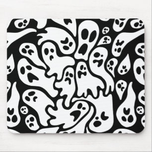 Tapis De Souris Motif de fantôme noir et blanc
