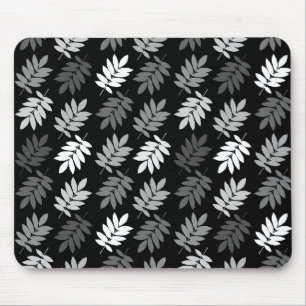 Tapis De Souris Motif de feuille aînée noir blanc gris