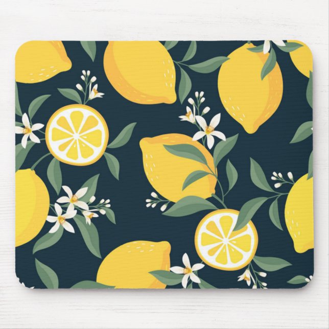 Tapis De Souris Motif de feuille jaune citron (Devant)