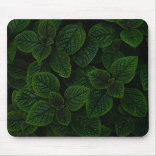 Tapis De Souris Motif de feuilles texturées vert émeraude foncé
