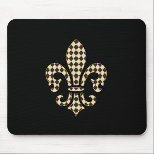 Tapis De Souris Motif de Fleur de Lis Checkered